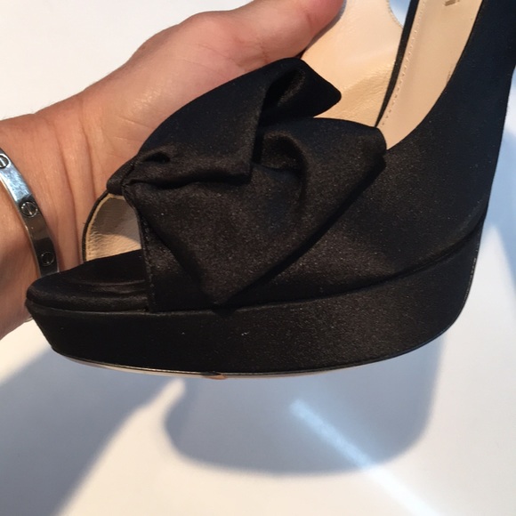 Prada Black Satin Slingback Platforms - Picture 8 of 8